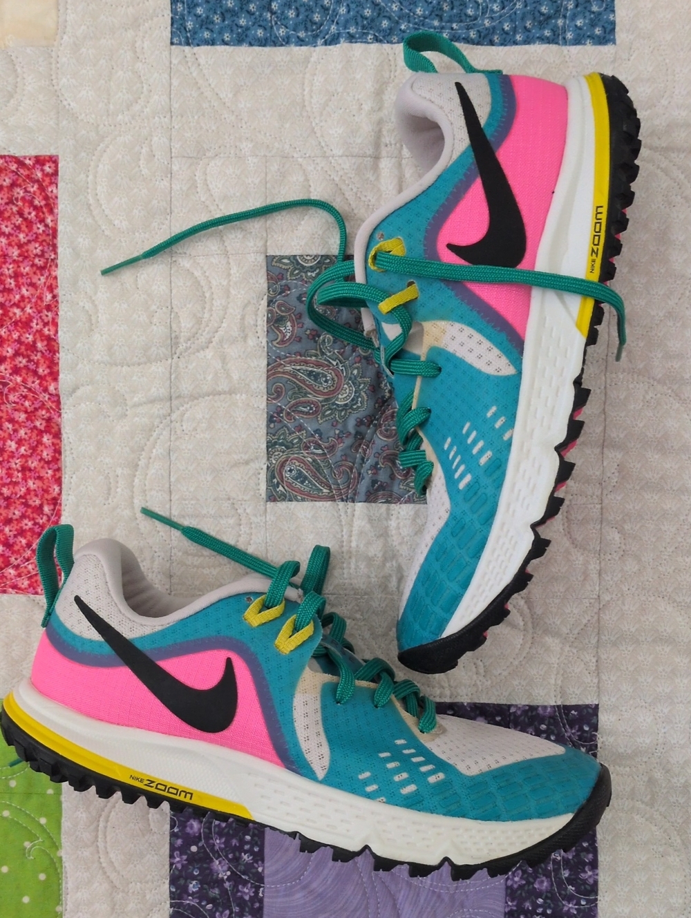Nike Women's Air Zoom Wild Teal, Pink & Yellow Trail Running Shoes